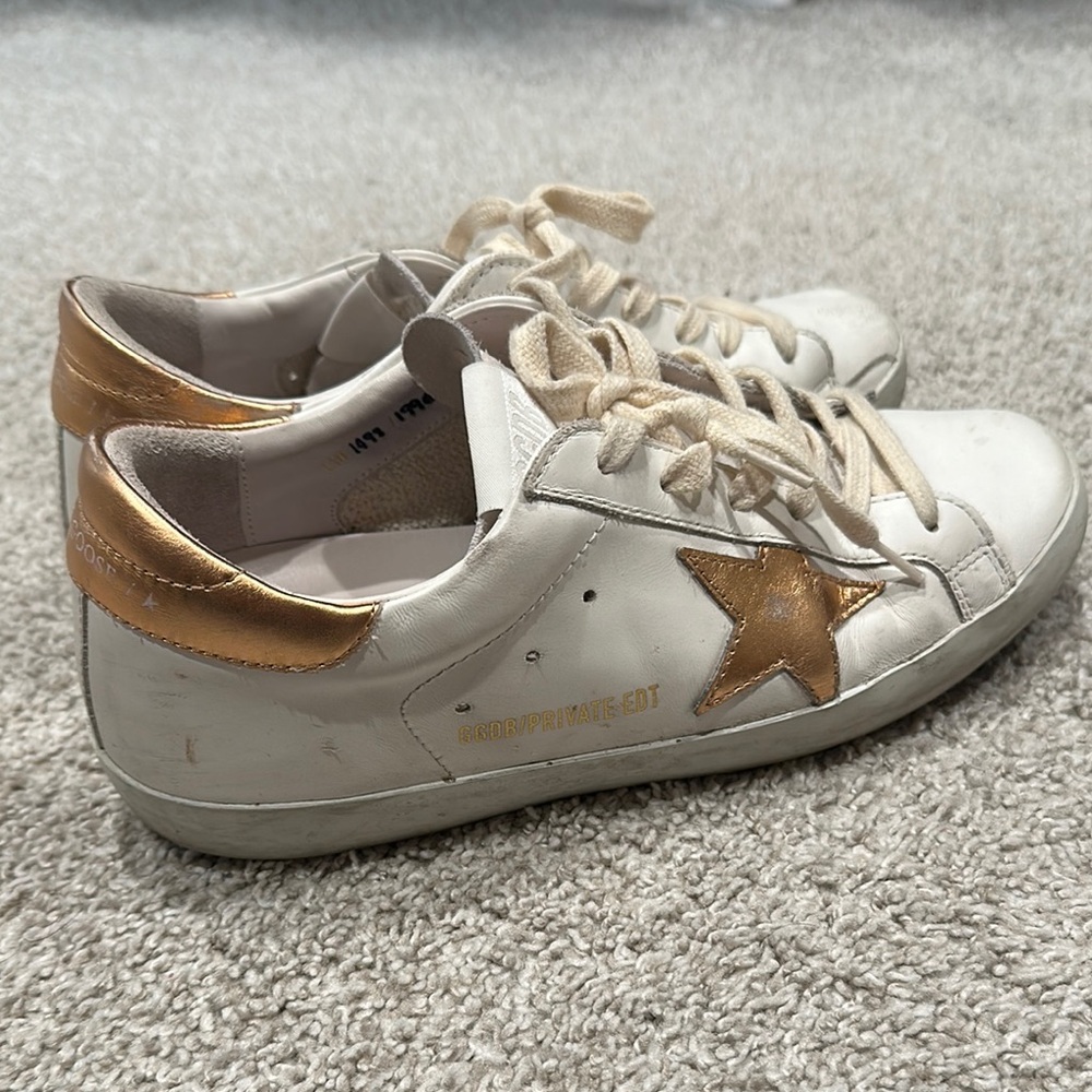 Golden Goose Women's White and Gold Sneakers